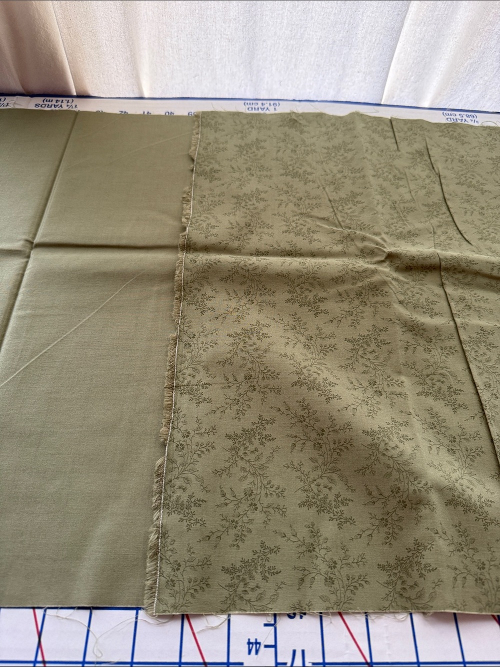 3 Yds Sage Green Tonal Floral Cotton Fabric 18” Wide Botanical Quilting - Picture 8 of 12